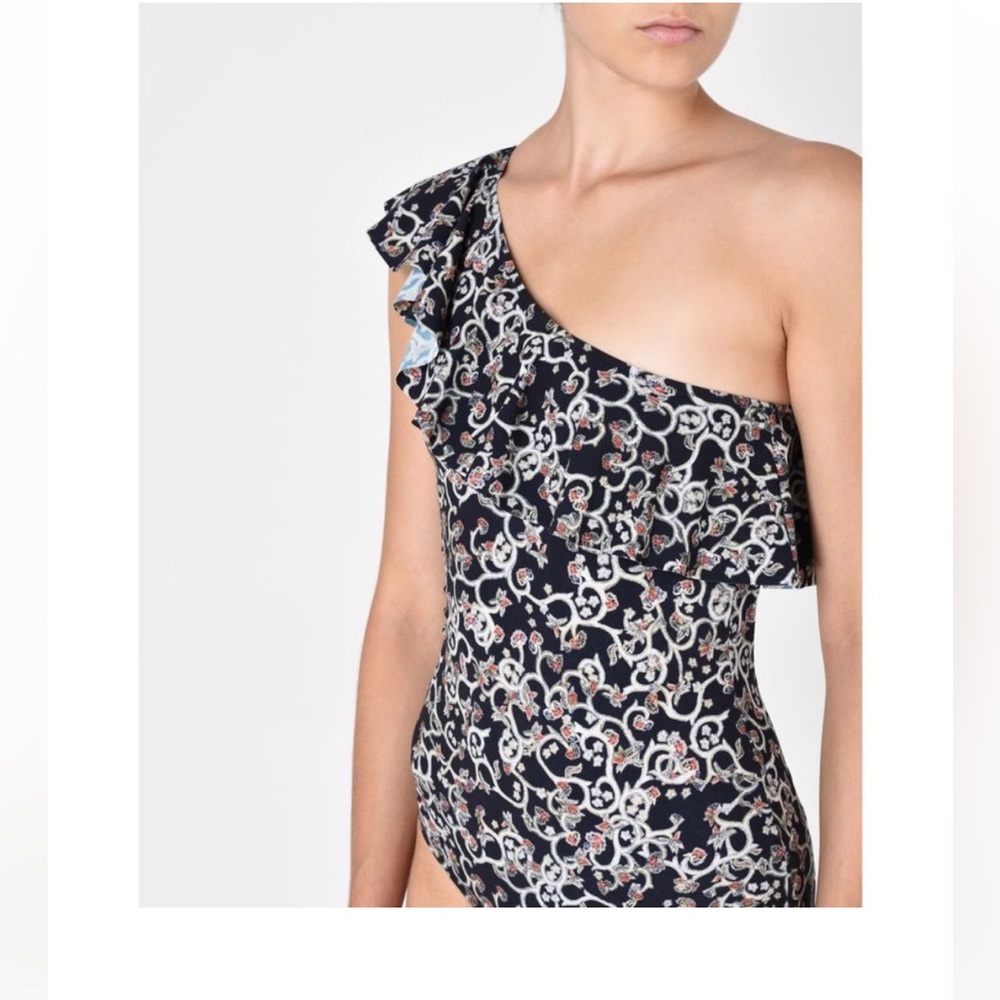 Isabel Marant Etoile Ruffle One Shoulder Swim Suit